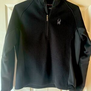 Men’s Spyder Core sweater 1/4 zip black ribbed pullover Large